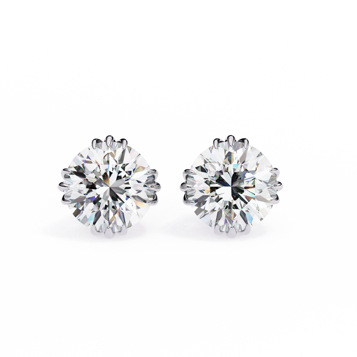 Radiant Bloom Solitaire Stud Earrings