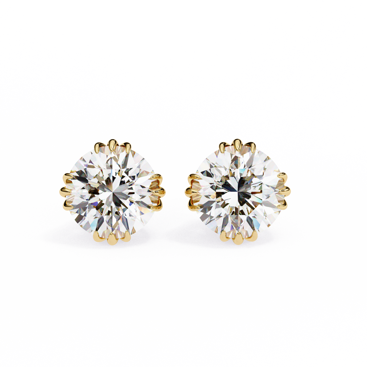 Radiant Bloom Solitaire Stud Earrings