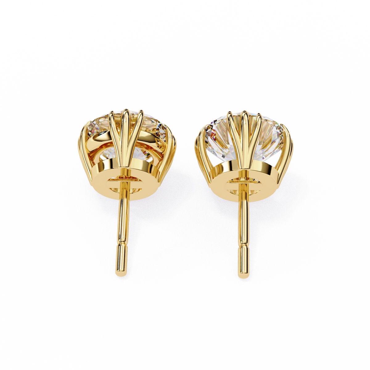 Radiant Bloom Solitaire Stud Earrings