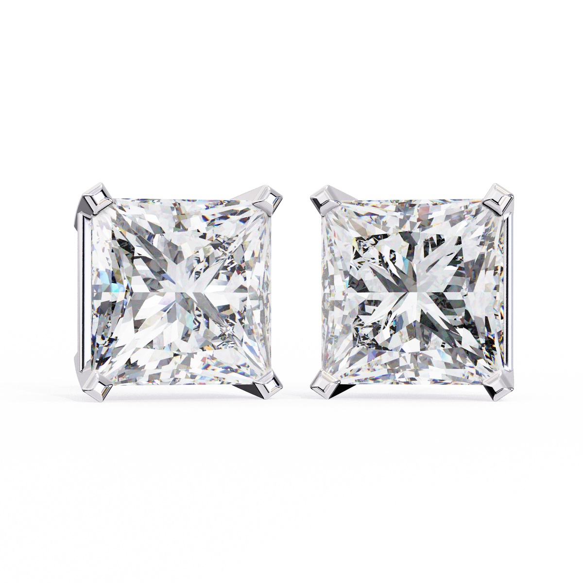 Radiant Princess Cut Stud Earrings
