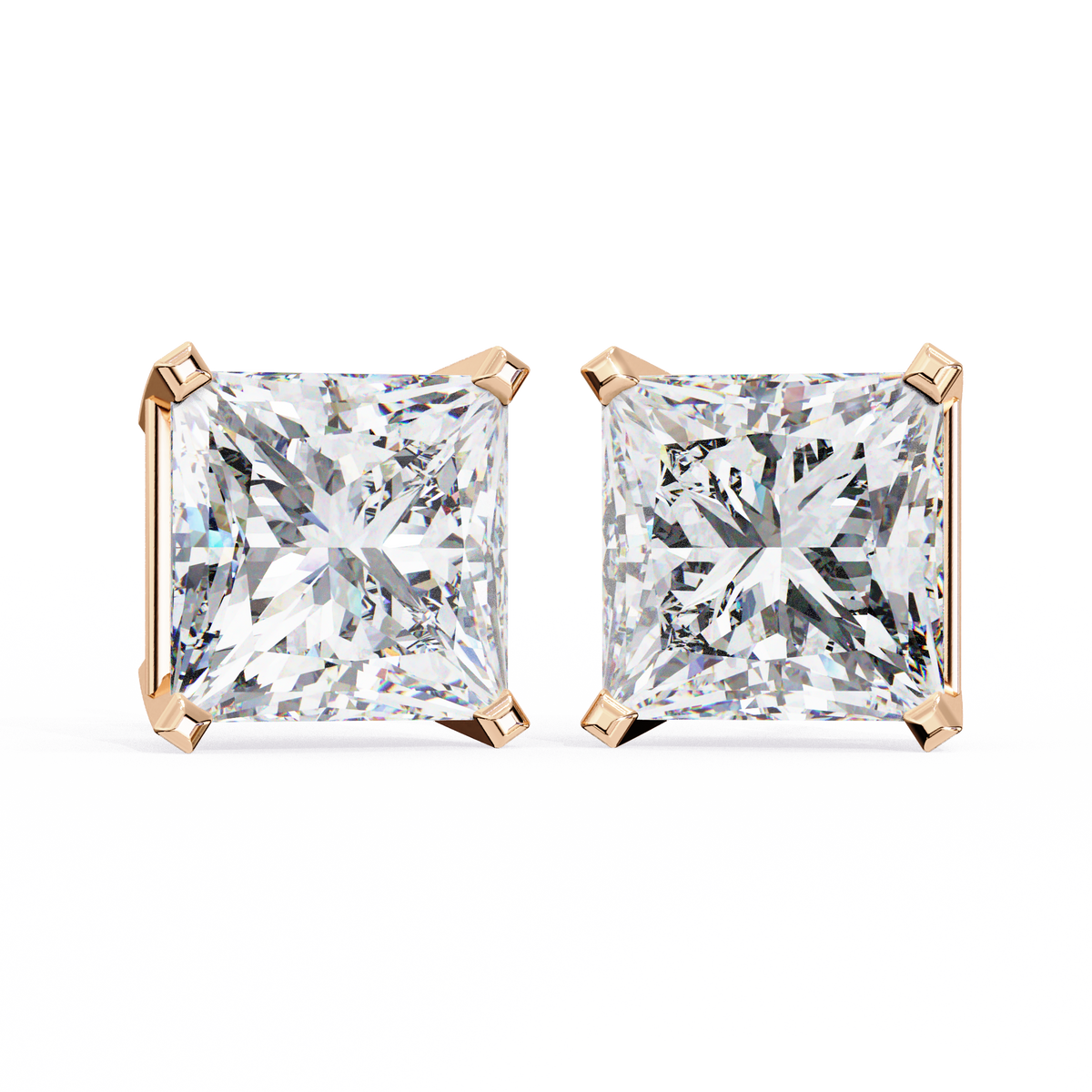 Radiant Princess Cut Stud Earrings