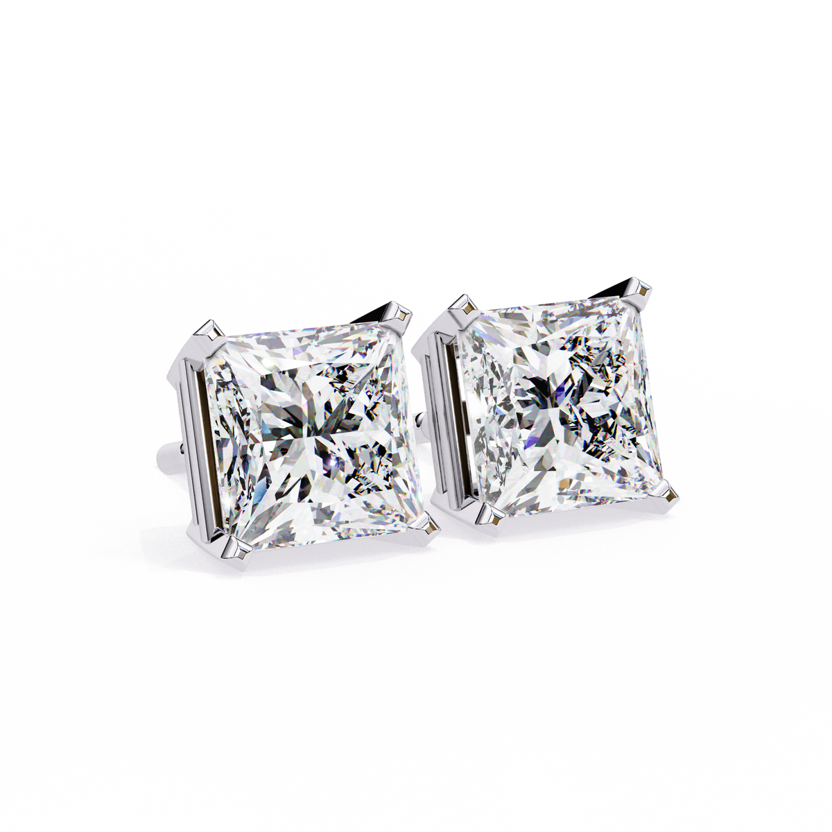 Radiant Princess Cut Stud Earrings