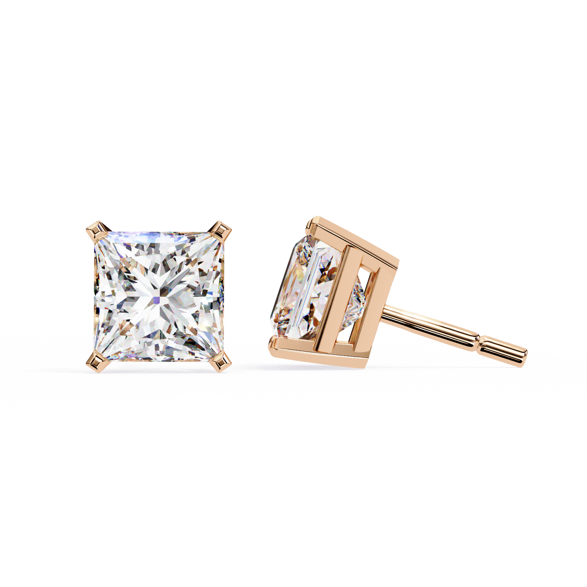 Radiant Princess Cut Stud Earrings