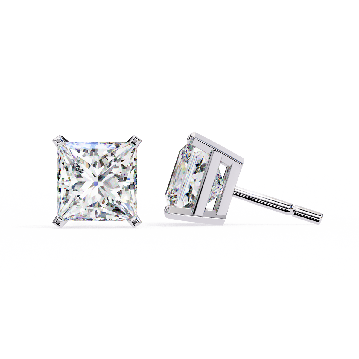 Radiant Princess Cut Stud Earrings