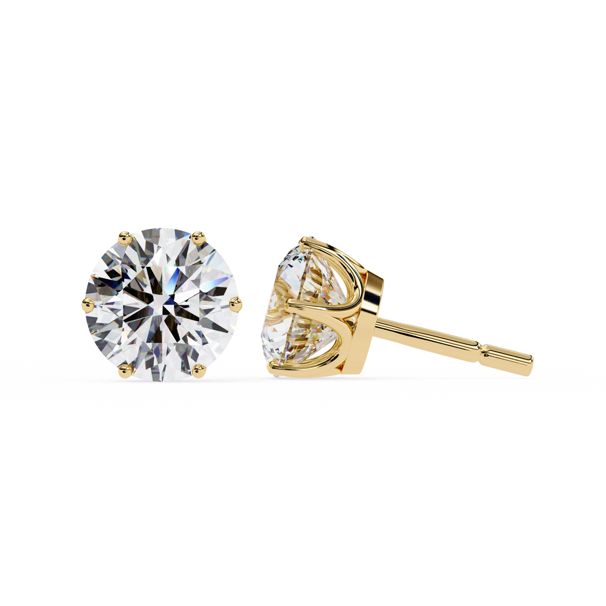 Radiant Round-Cut Solitaire Stud Earrings