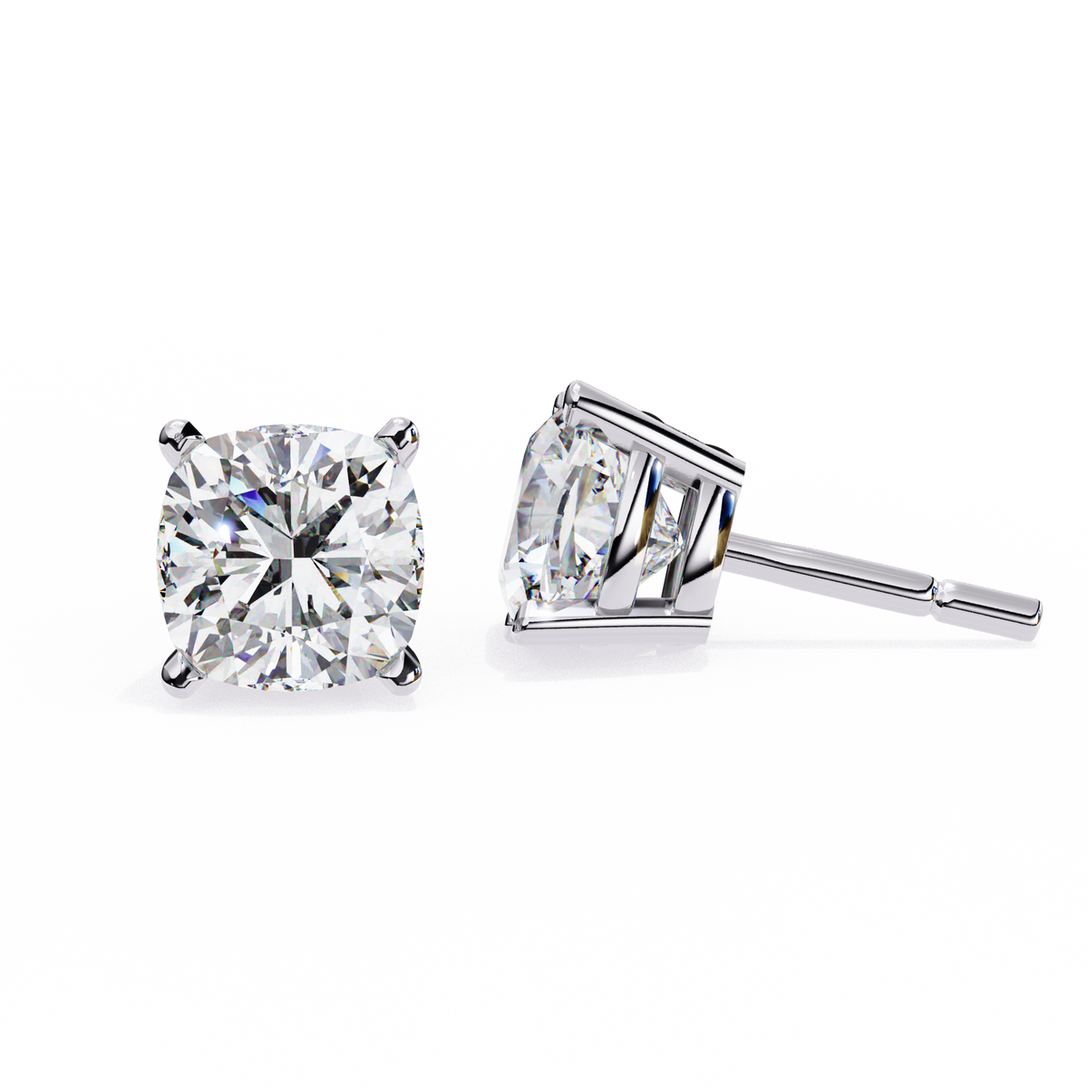 Radiant Cushion-Cut Solitaire Stud Earrings