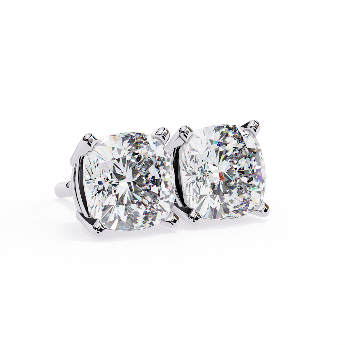 Radiant Cushion-Cut Solitaire Stud Earrings