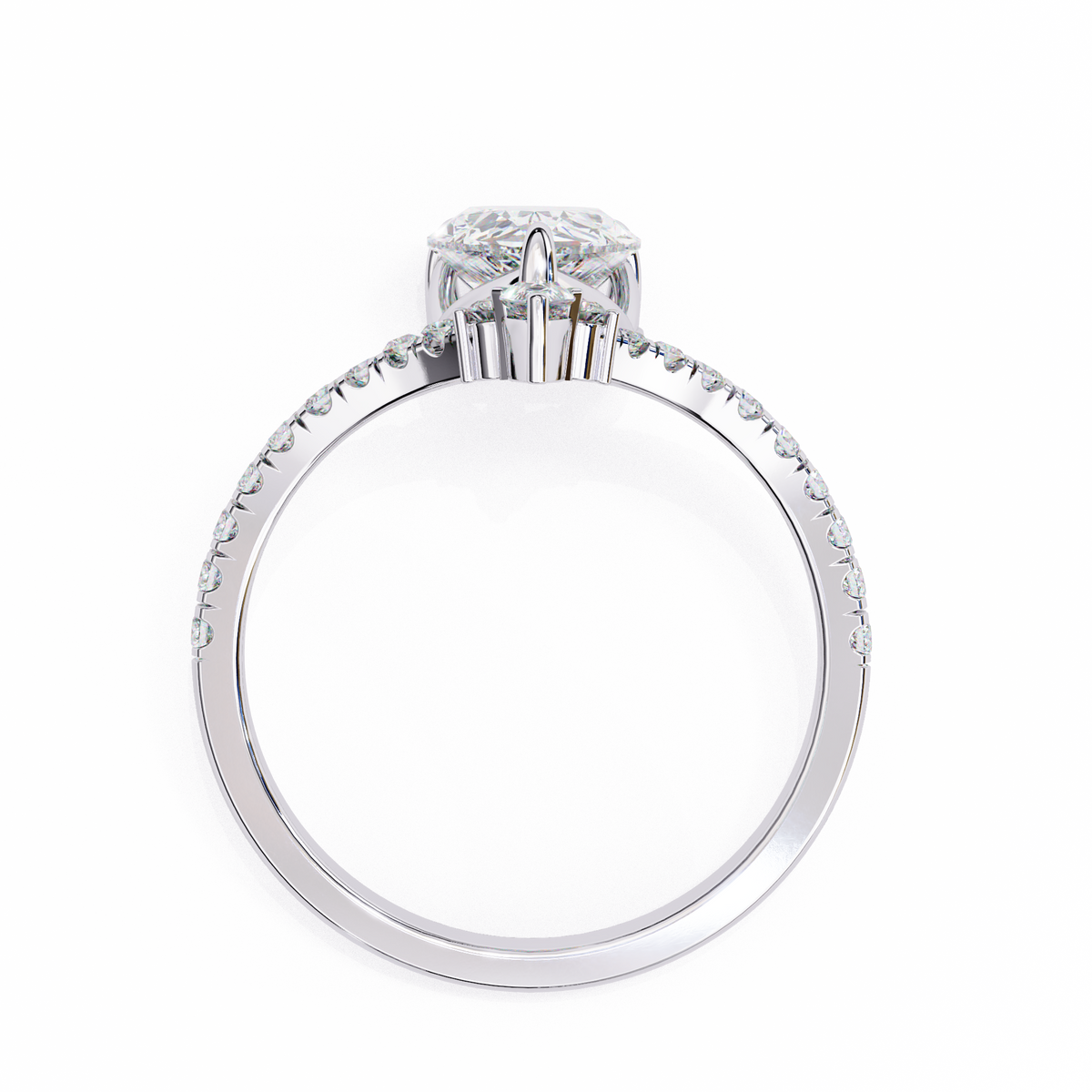 Pear-Shaped Diamond Ring with Pear & Round Accents
