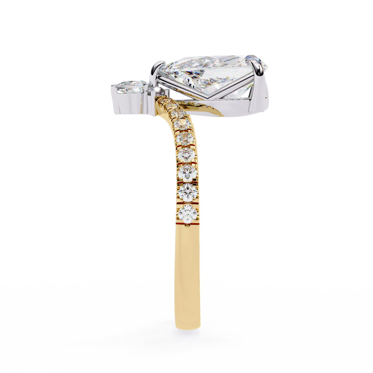 Pear-Shaped Diamond Ring with Pear & Round Accents