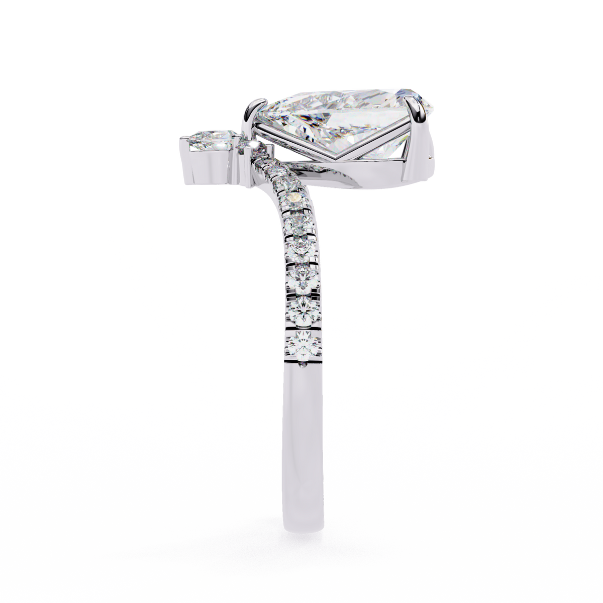 Pear-Shaped Diamond Ring with Pear & Round Accents