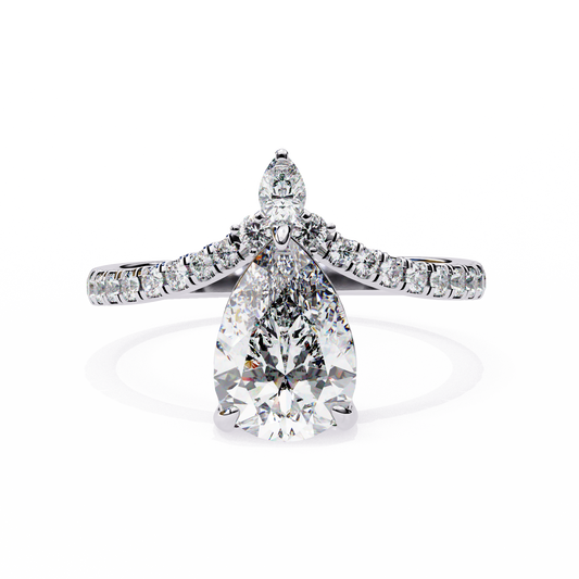 Pear-Shaped Diamond Ring with Pear & Round Accents