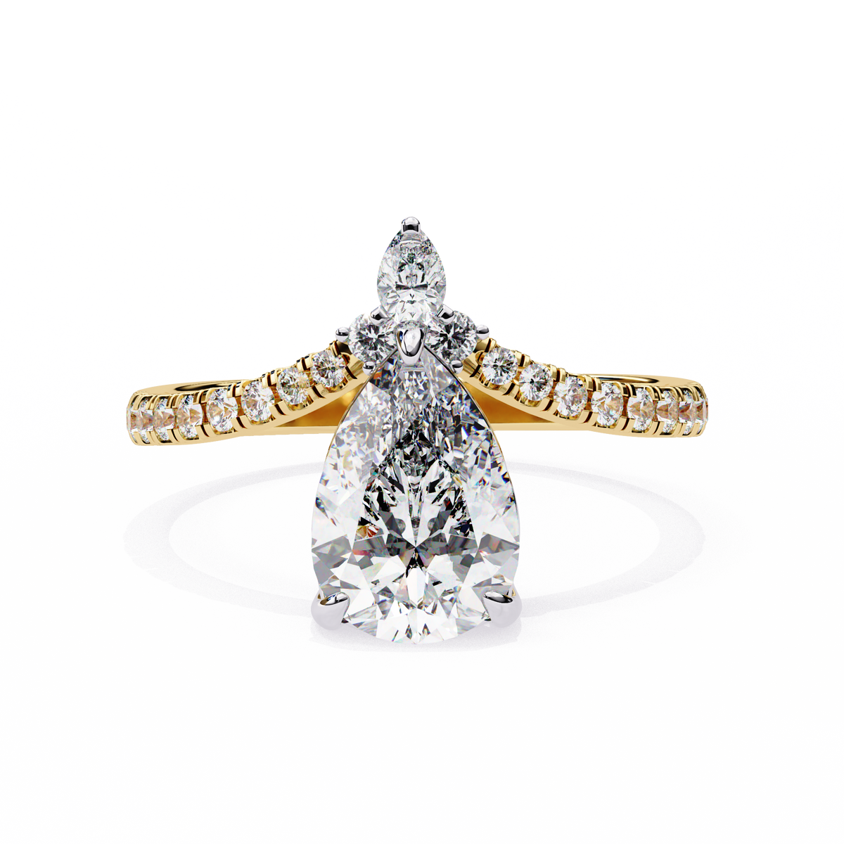 Pear-Shaped Diamond Ring with Pear & Round Accents