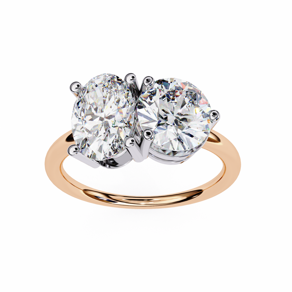 Oval & Round Diamond Toi et Moi Ring