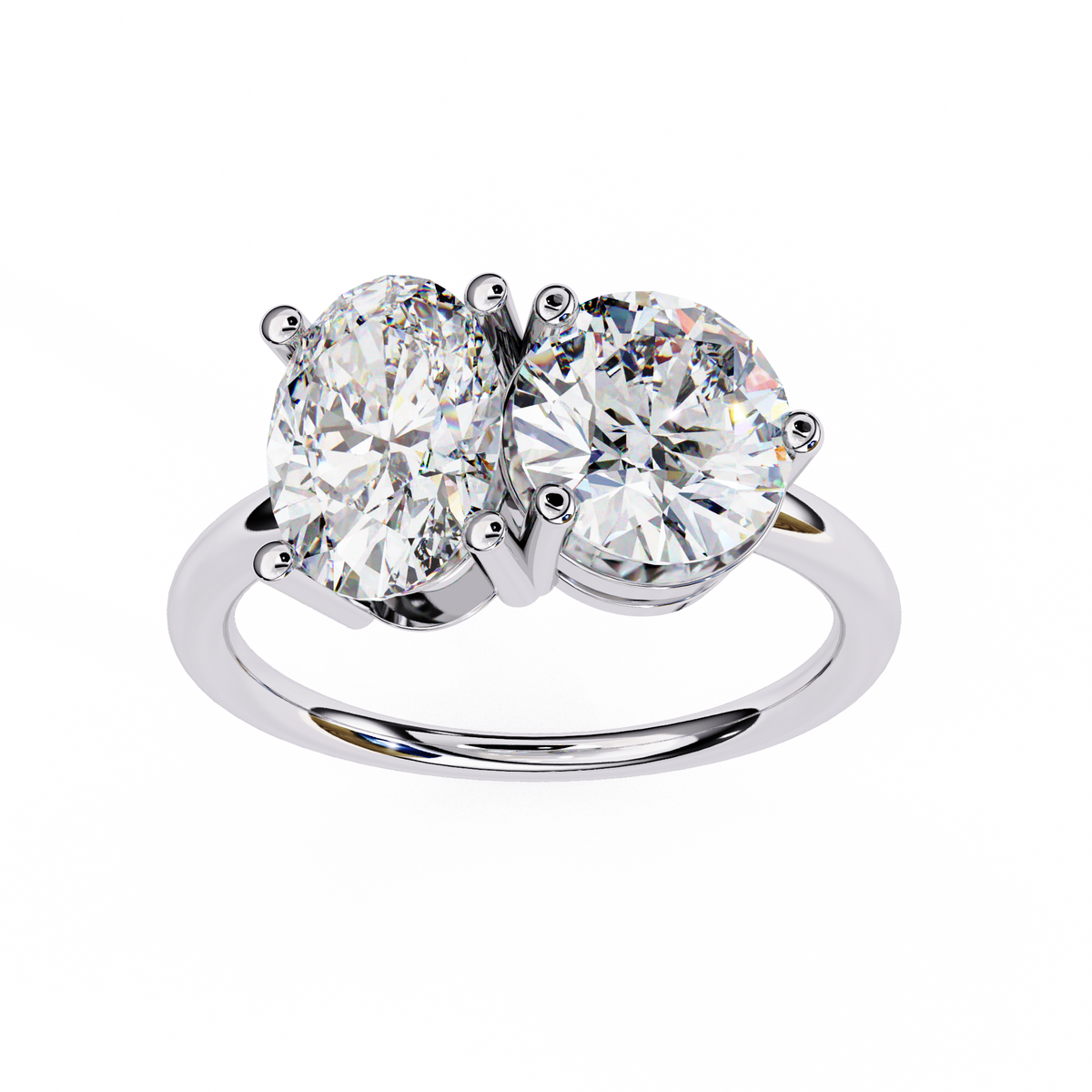Oval & Round Diamond Toi et Moi Ring