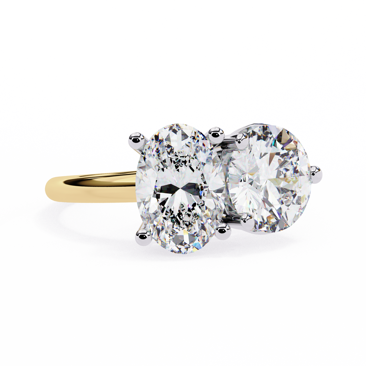 Oval & Round Diamond Toi et Moi Ring