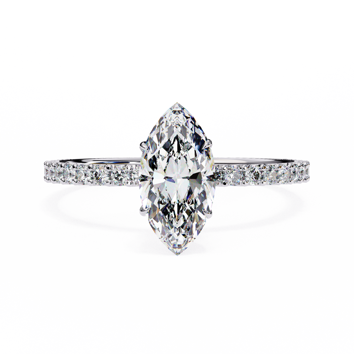 Marquise-Cut Halo Diamond Ring