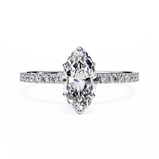 Marquise-Cut Halo Diamond Ring