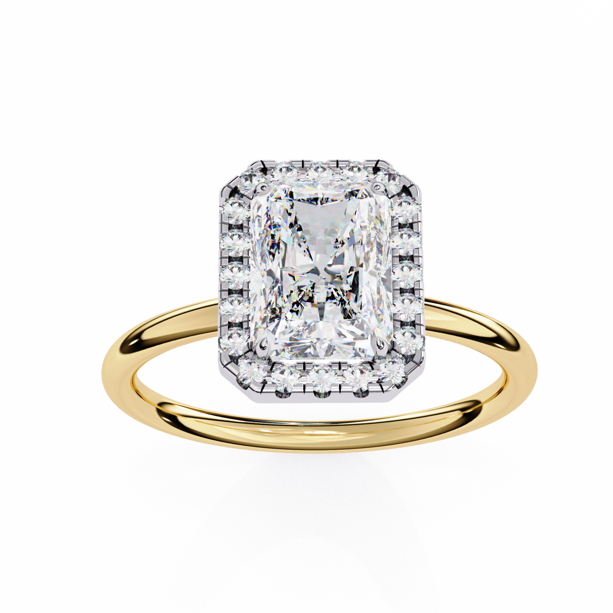 Radiant-Cut Halo Diamond Ring