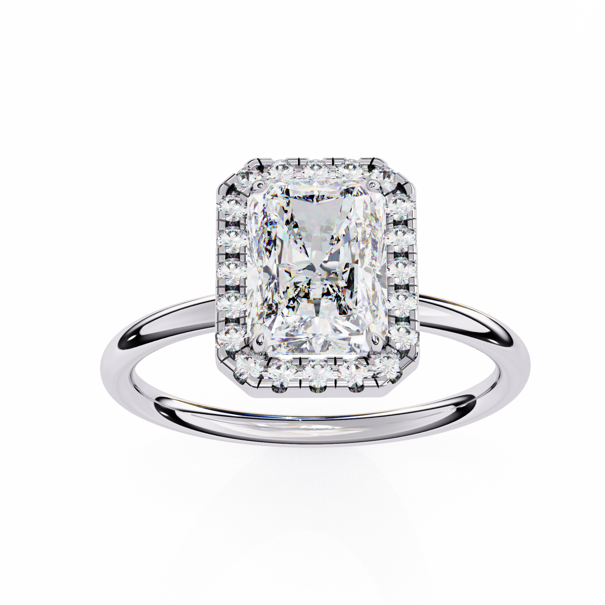 Radiant-Cut Halo Diamond Ring
