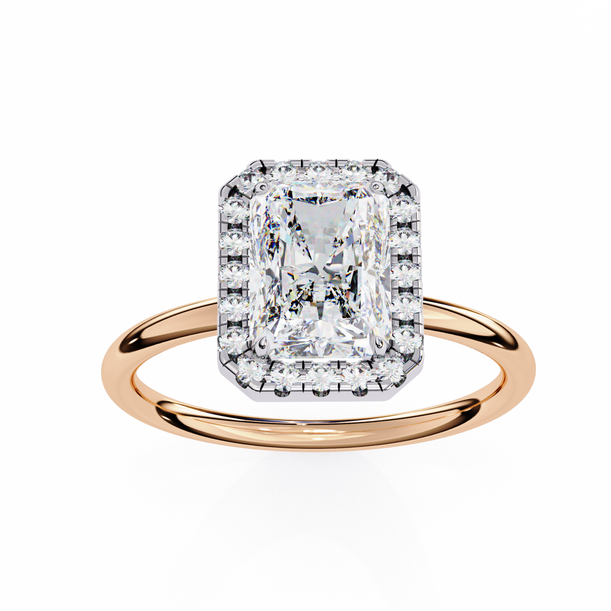 Radiant-Cut Halo Diamond Ring