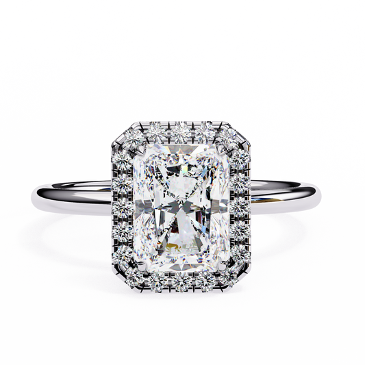 Radiant-Cut Halo Diamond Ring