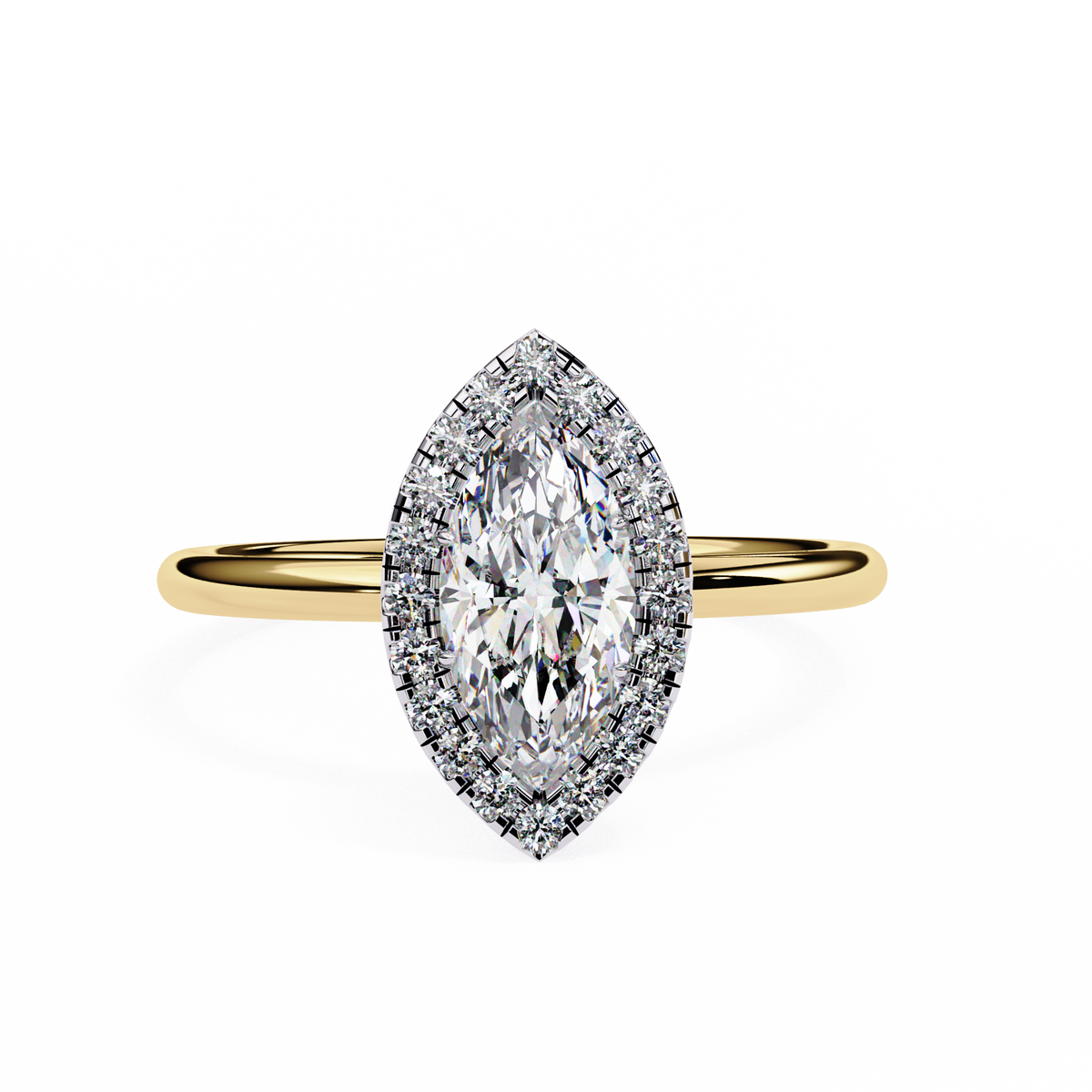 Marquise-Cut Halo Diamond Ring