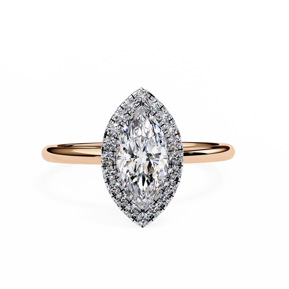 Marquise-Cut Halo Diamond Ring