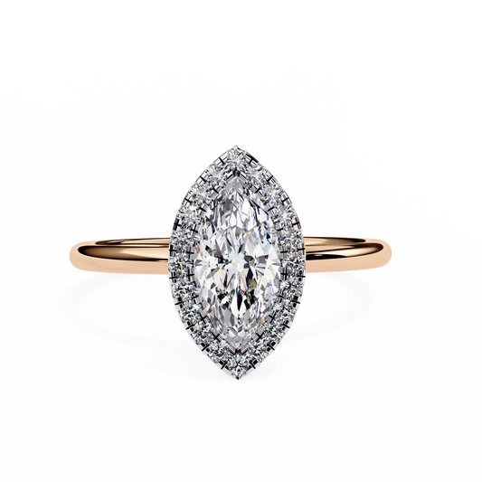 Marquise-Cut Halo Diamond Ring