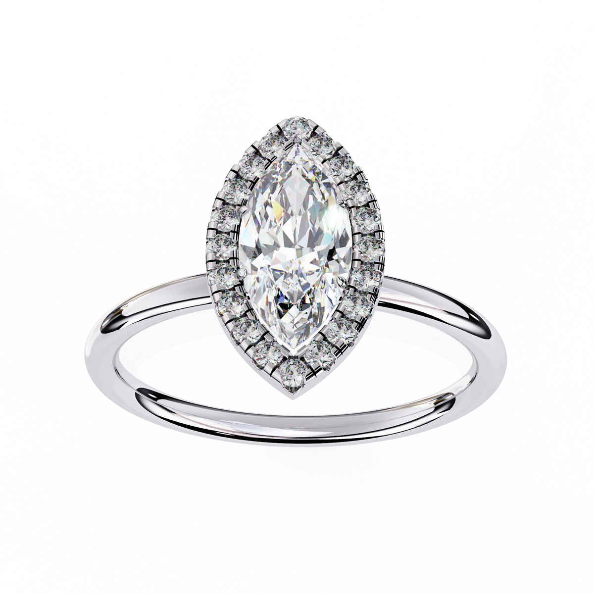Marquise-Cut Halo Diamond Ring