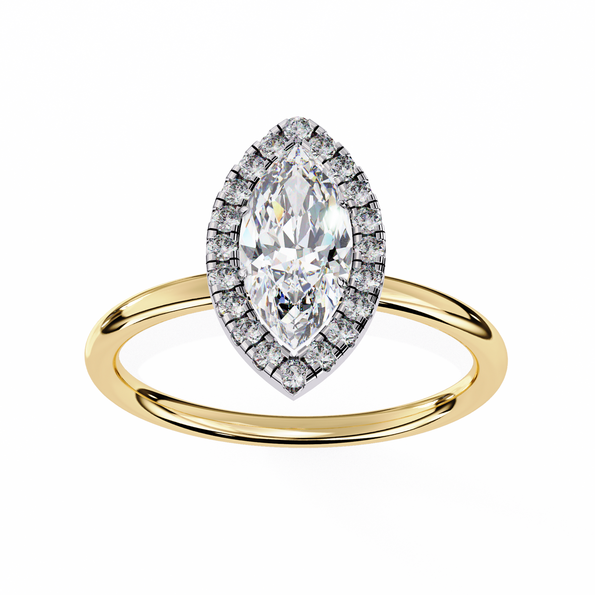 Marquise-Cut Halo Diamond Ring