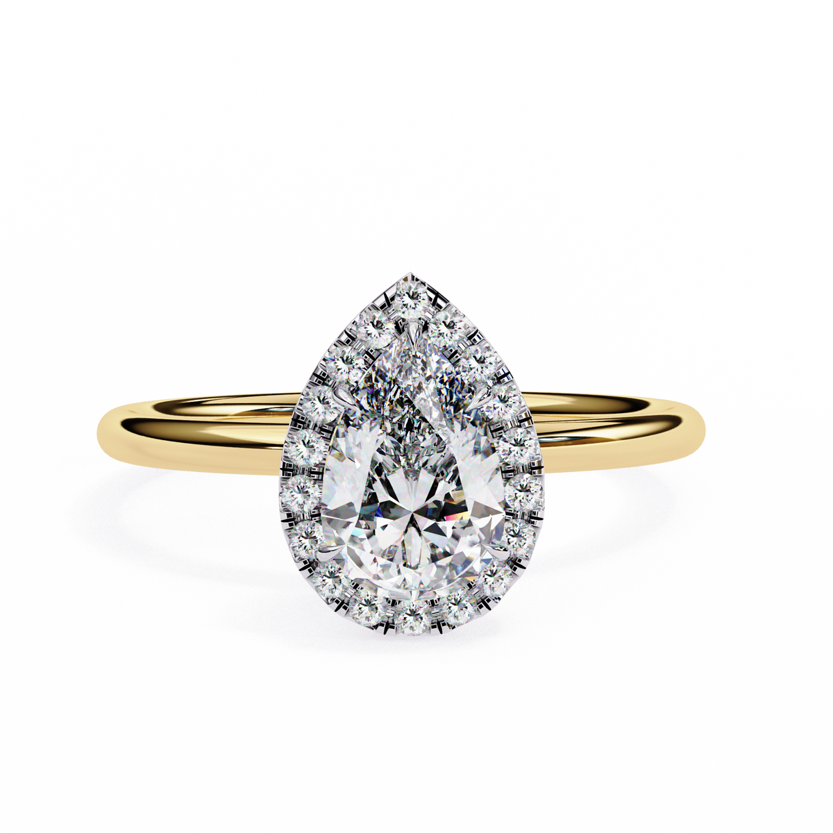 Pear-Shaped Diamond Halo Engagement Ring