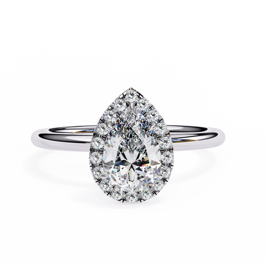Pear-Shaped Diamond Halo Engagement Ring
