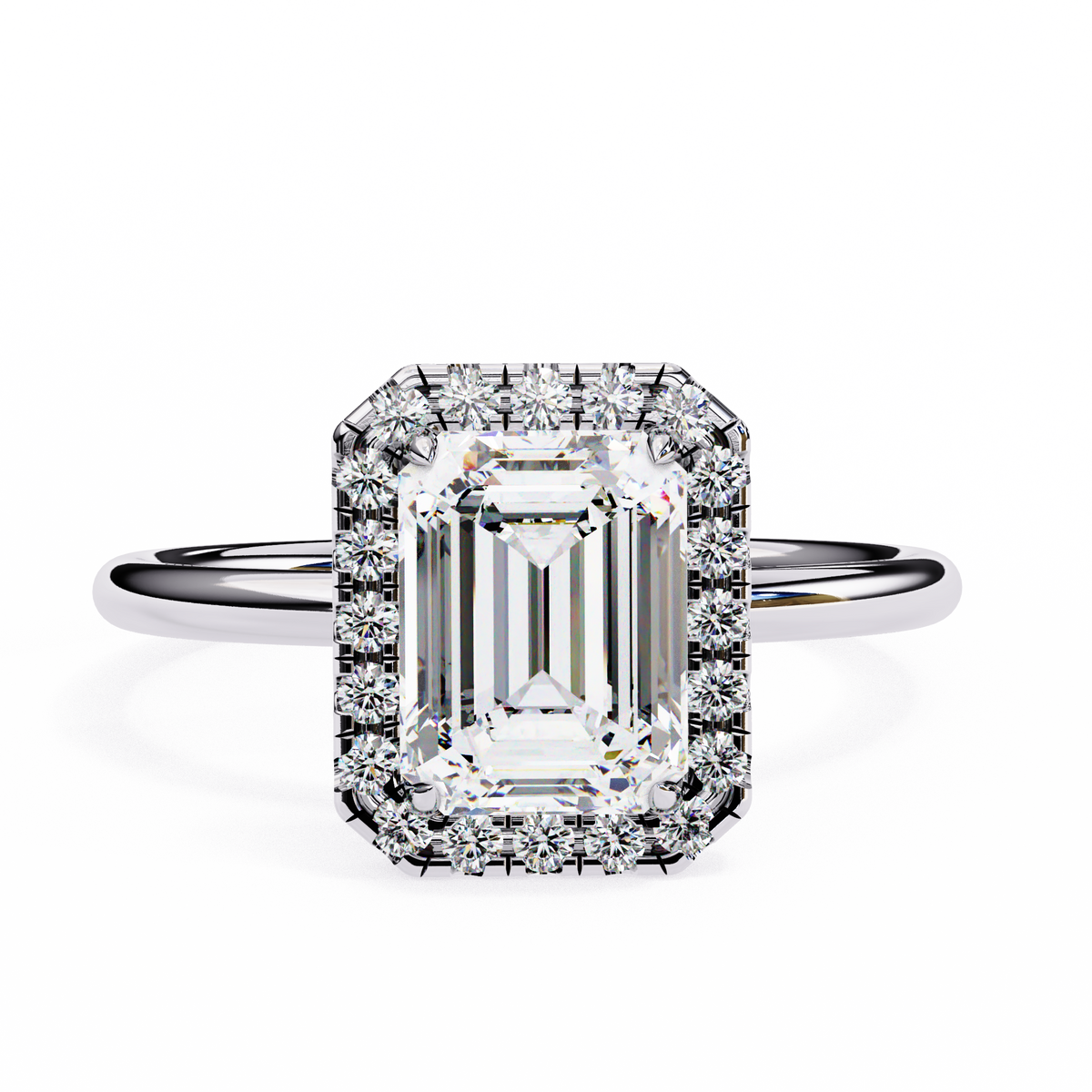 Emerald Cut Halo Diamond Ring