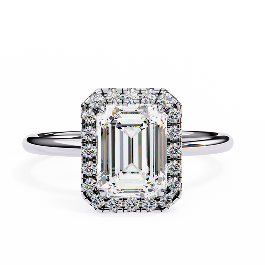 Emerald Cut Halo Diamond Ring