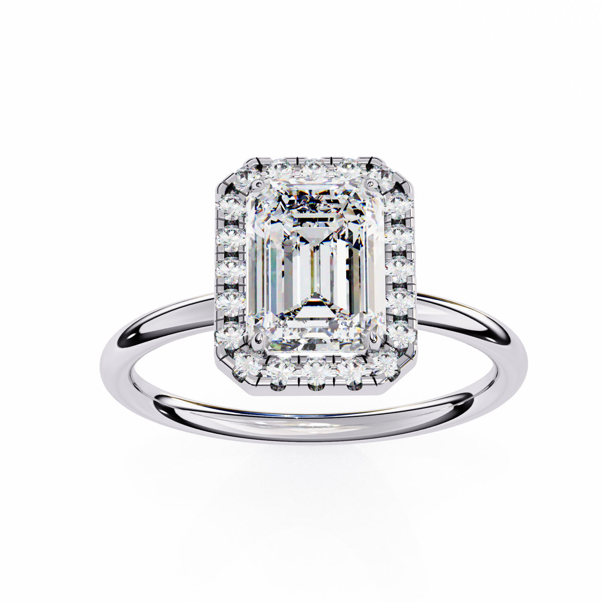 Emerald Cut Halo Diamond Ring