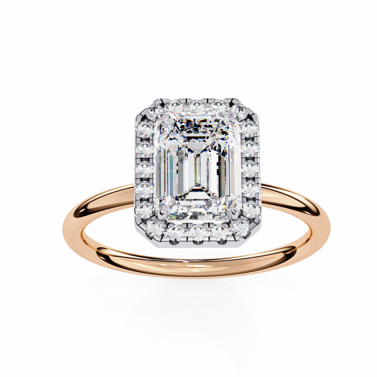 Emerald Cut Halo Diamond Ring