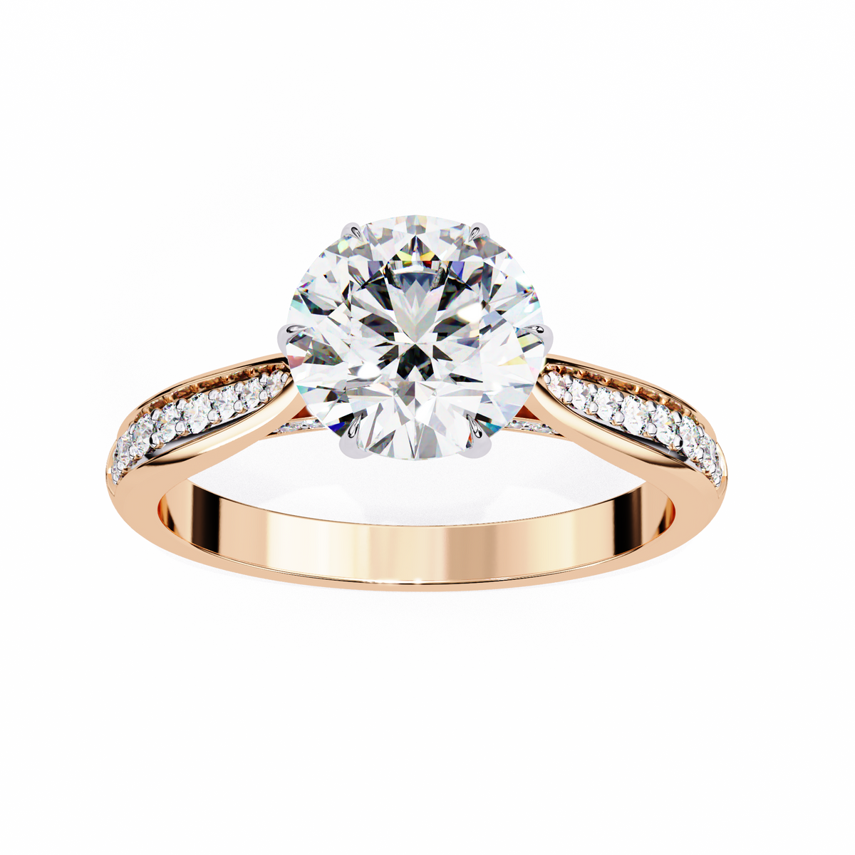 Round Brilliant Diamond Pavé Engagement Ring