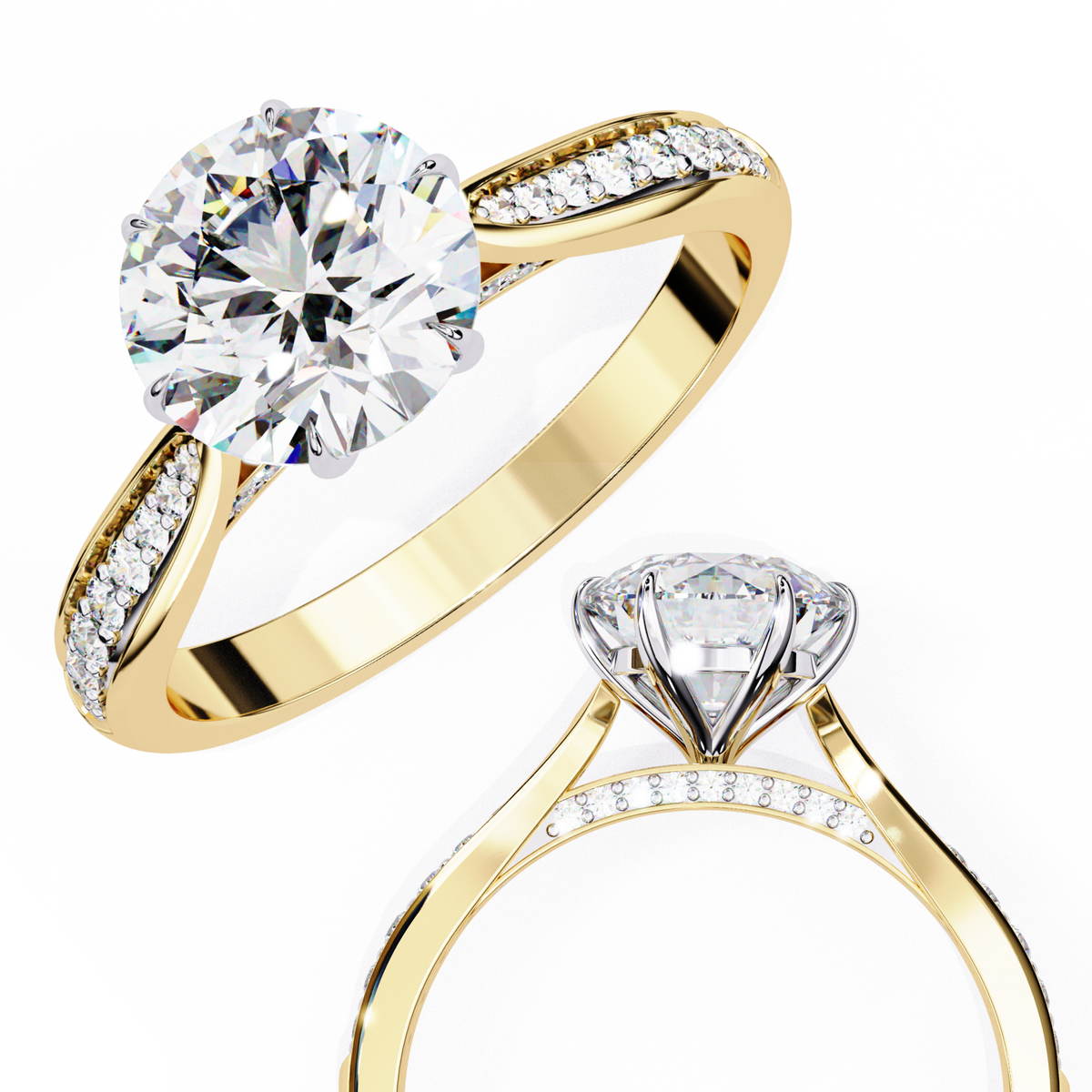 Round Brilliant Diamond Pavé Engagement Ring
