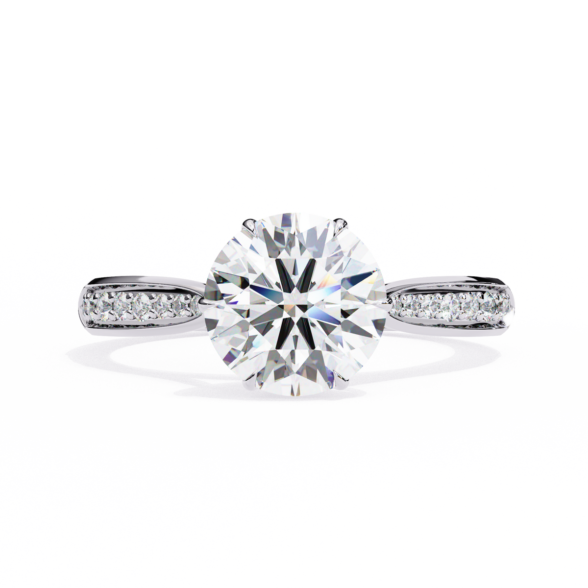 Round Brilliant Diamond Pavé Engagement Ring