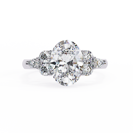 Oval Center Diamond Ring with Round & Marquise Accents