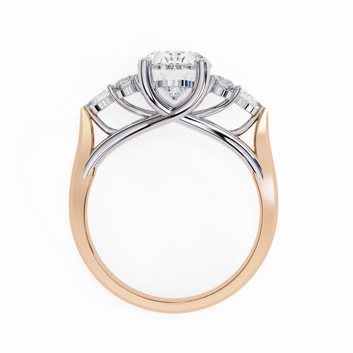 Oval Center Diamond Ring with Round & Marquise Accents