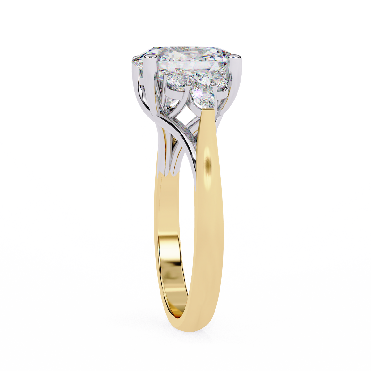 Oval Center Diamond Ring with Round & Marquise Accents