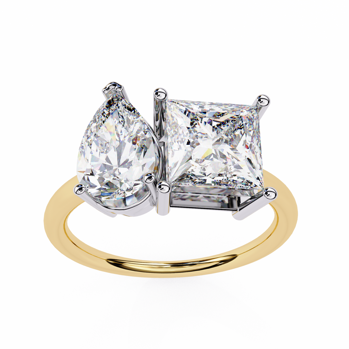 Princess & Pear Toi et Moi Diamond Ring