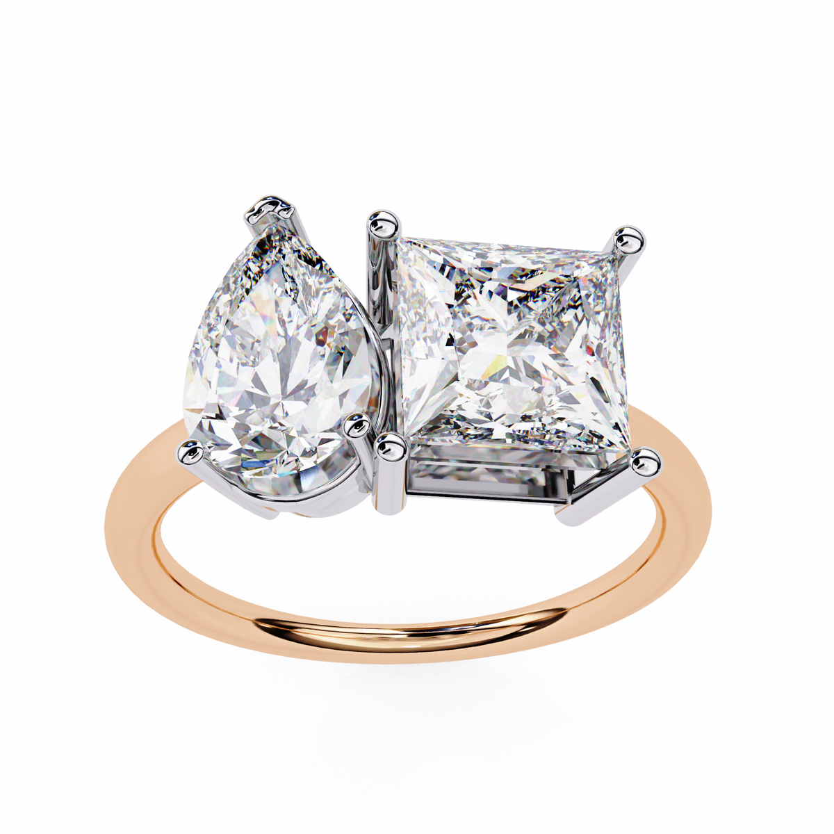Princess & Pear Toi et Moi Diamond Ring
