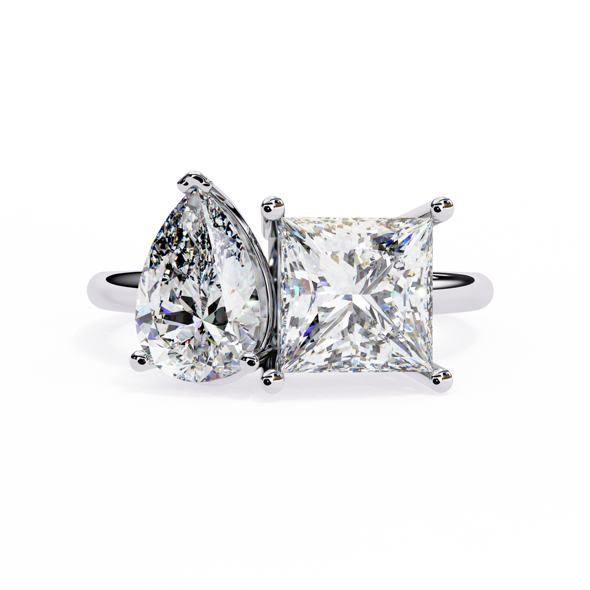 Princess & Pear Toi et Moi Diamond Ring