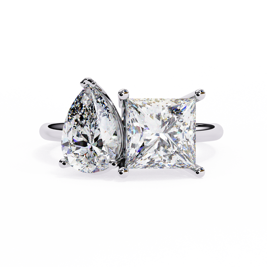 Princess & Pear Toi et Moi Diamond Ring