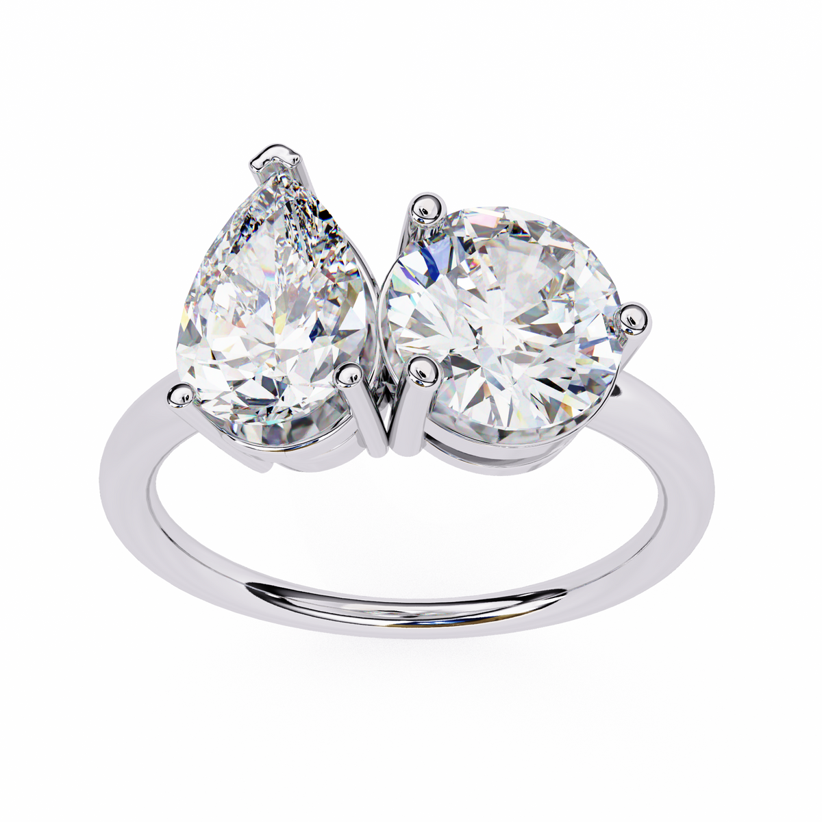 Pear & Round Diamond Toi et Moi Ring