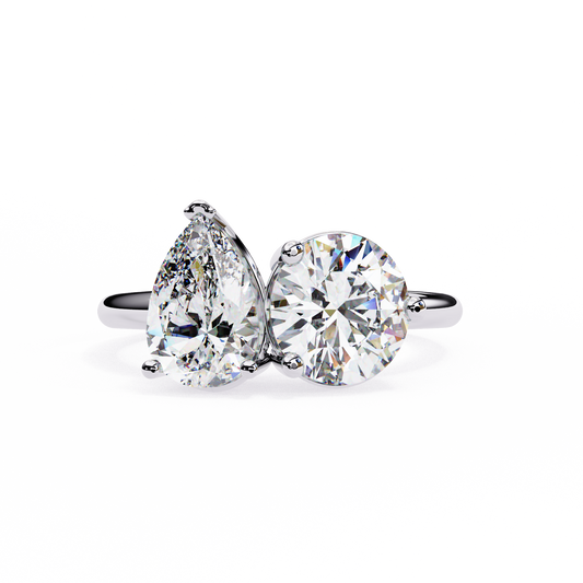 Pear & Round Diamond Toi et Moi Ring