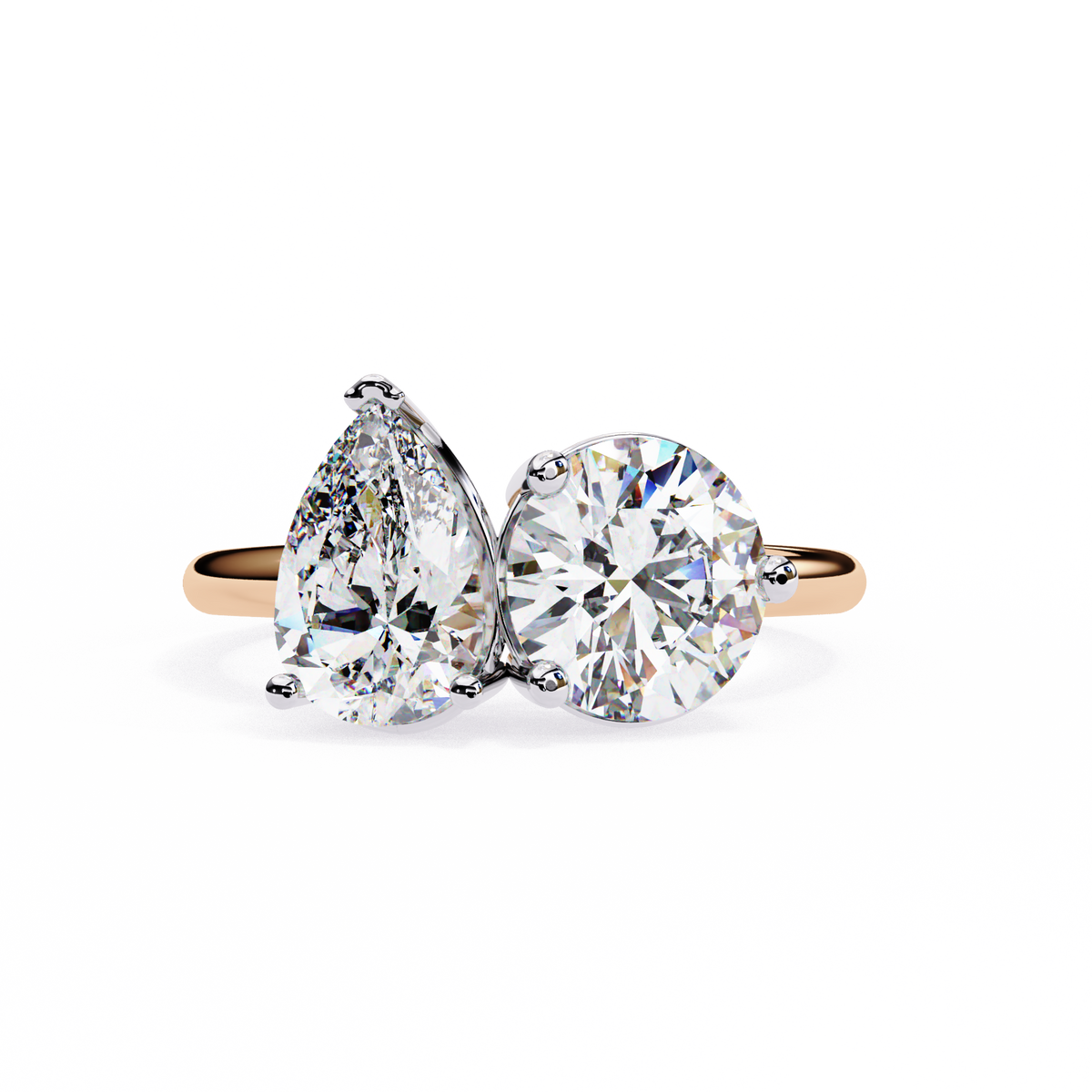 Pear & Round Diamond Toi et Moi Ring