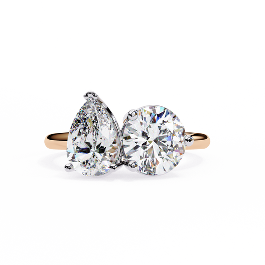 Pear & Round Diamond Toi et Moi Ring